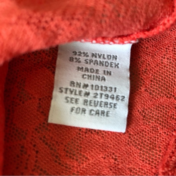 Charlotte Russe Ruched Sleeve Lace Top in Bright Orange Size S - Picture 9 of 9